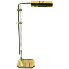 Retro Single Mid-Century Modern Cedric Hartman Style Brass and Lucite Floor Lamp