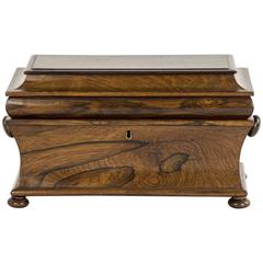 Rosewood Tea Caddy English, 19th Century Georgian of Sarcophagus