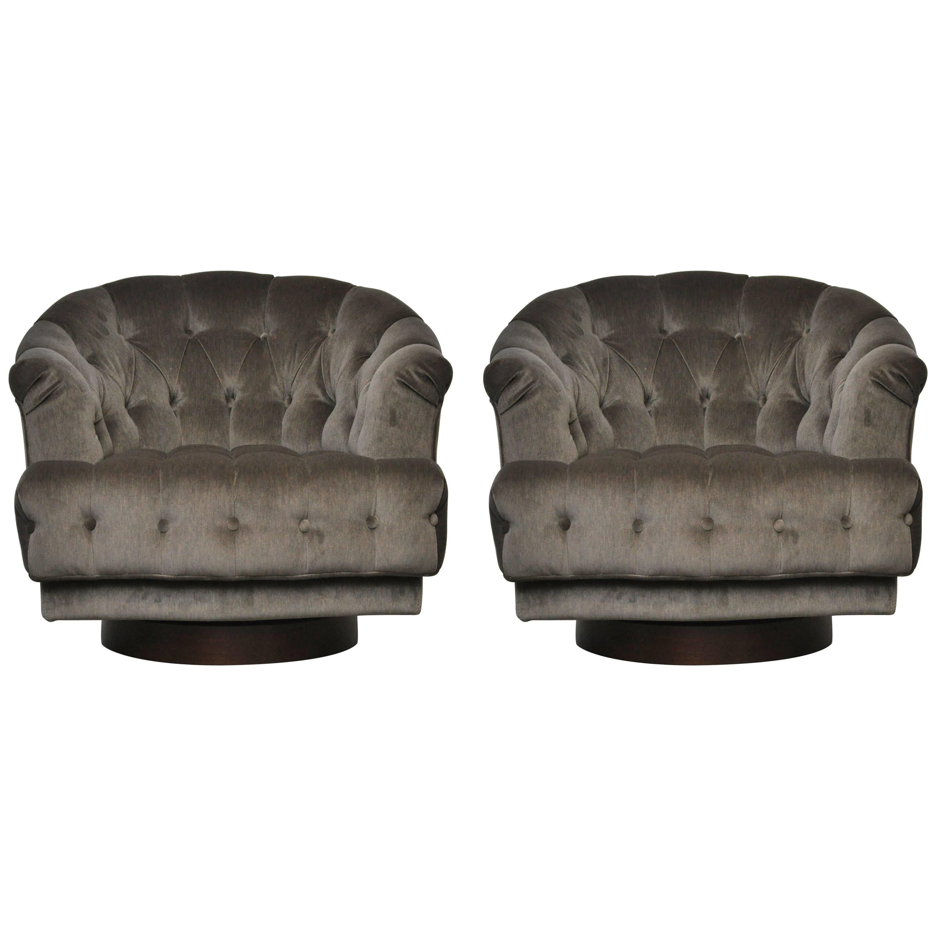 Dunbar Tufted Swivel Lounge Chairs, Edward Wormley