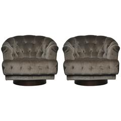 Dunbar Tufted Swivel Lounge Chairs, Edward Wormley 7