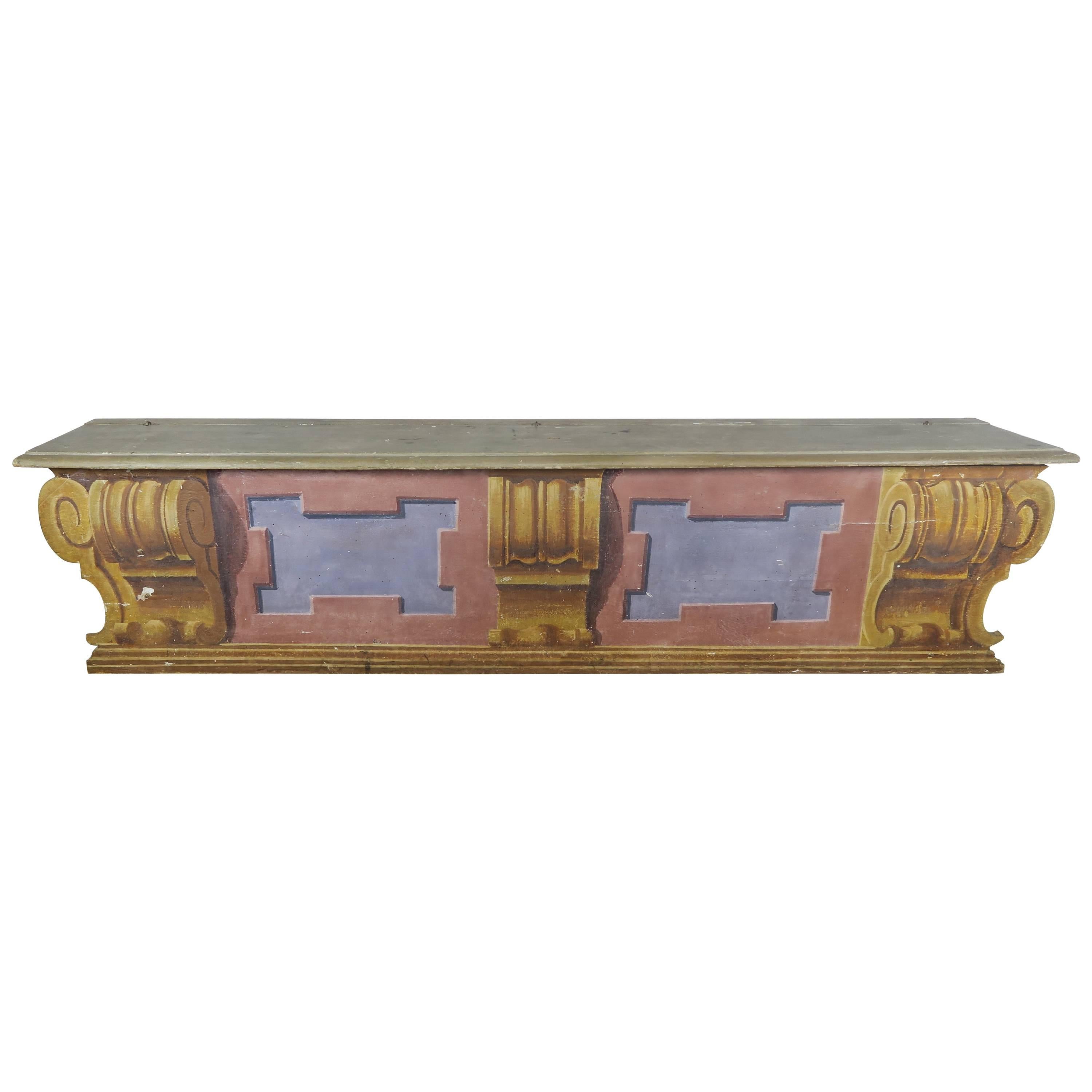 19th Century Italian Painted Bench or Cassone