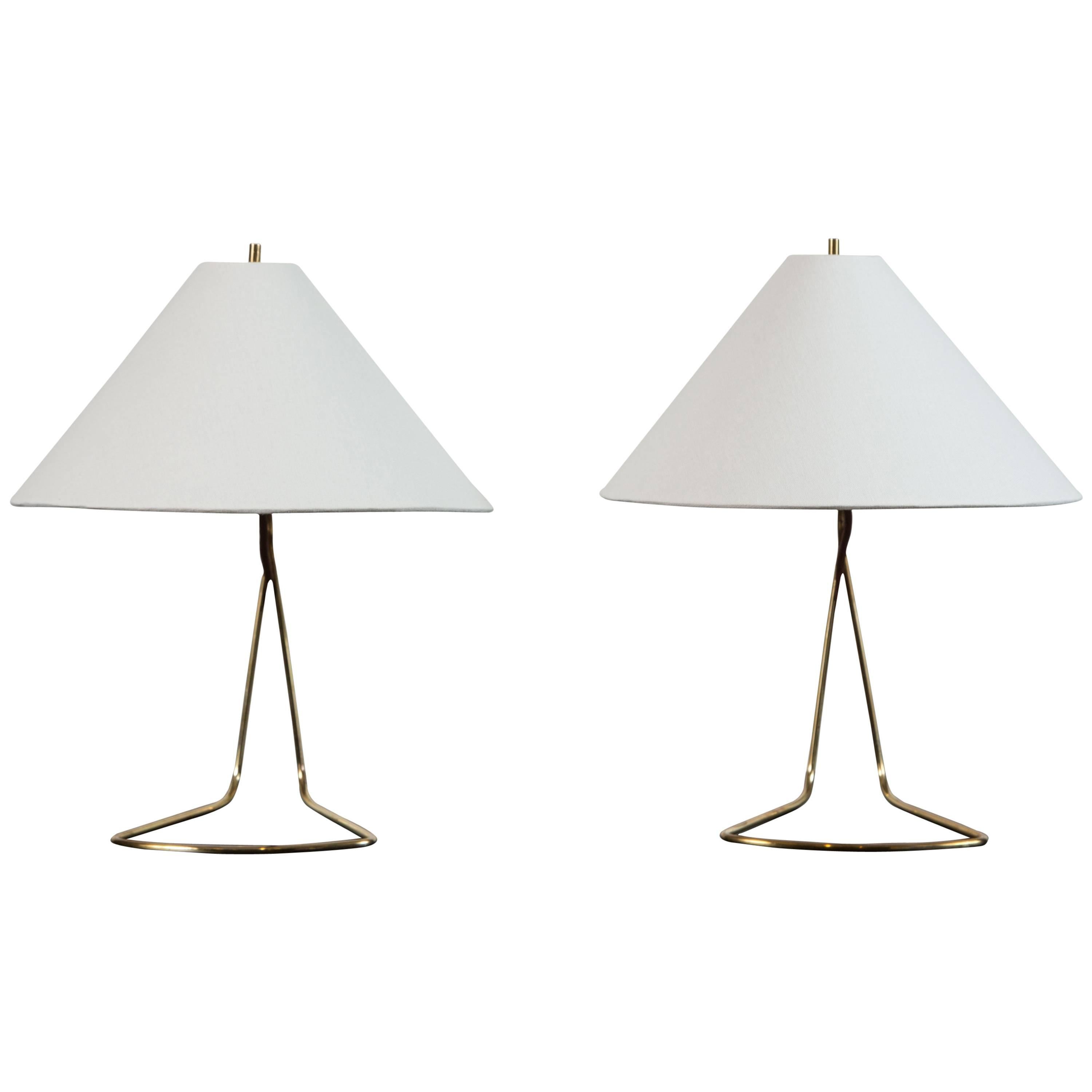 Pair of Austrian Brass Table Lamps by J.T Kalamar