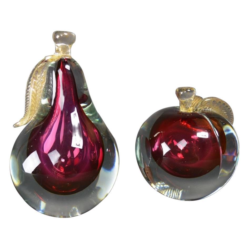 Murano Glass Fruit Bookends by Barbini