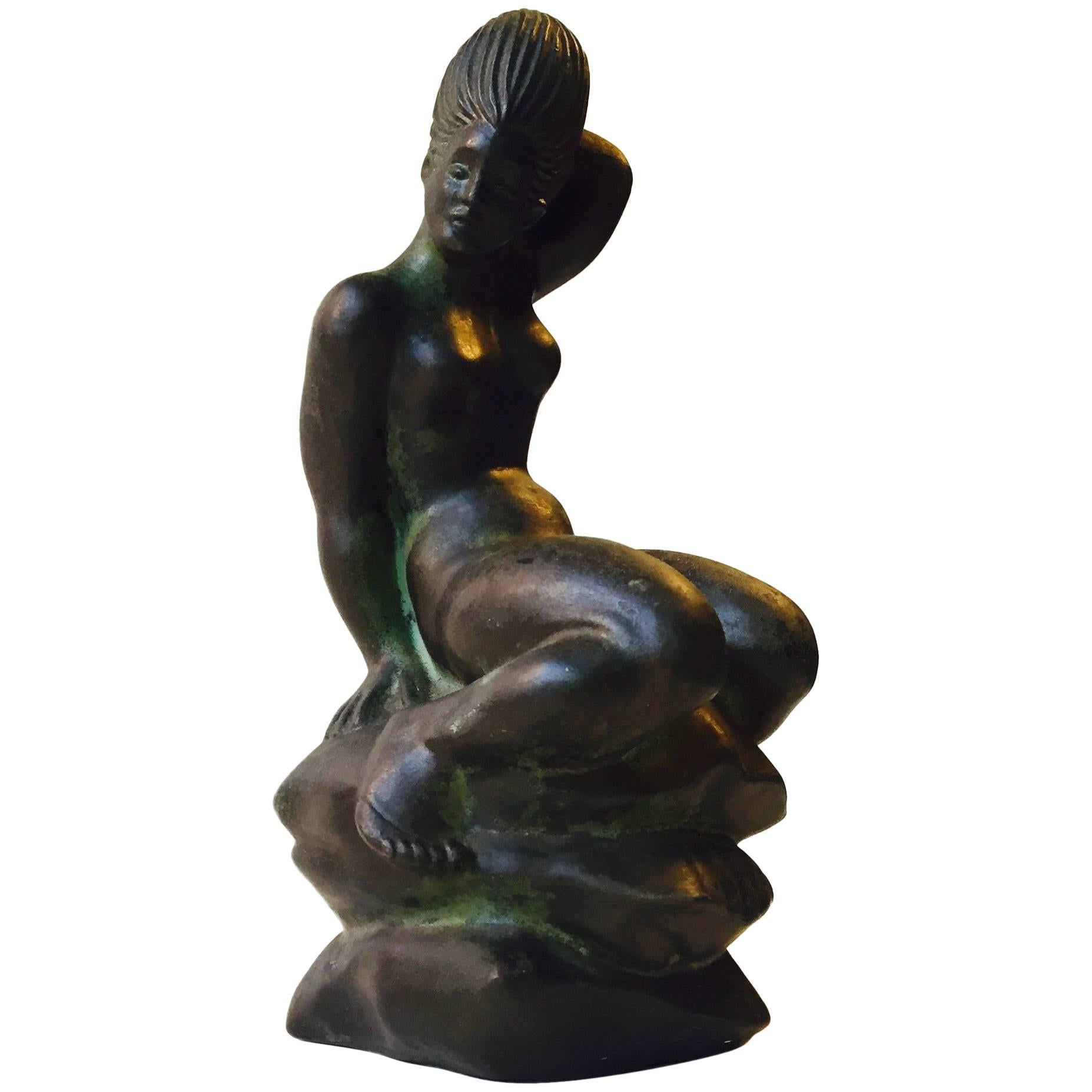 Hans Kongslev Art Deco Bronze 'The Princess & The Pea' by H. Ch. Andersen, 1940s