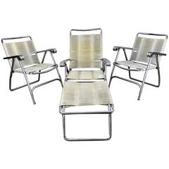 Vintage Three Piece Aluminium and Plastic Wrap Outdoor Patio or Pool Seating