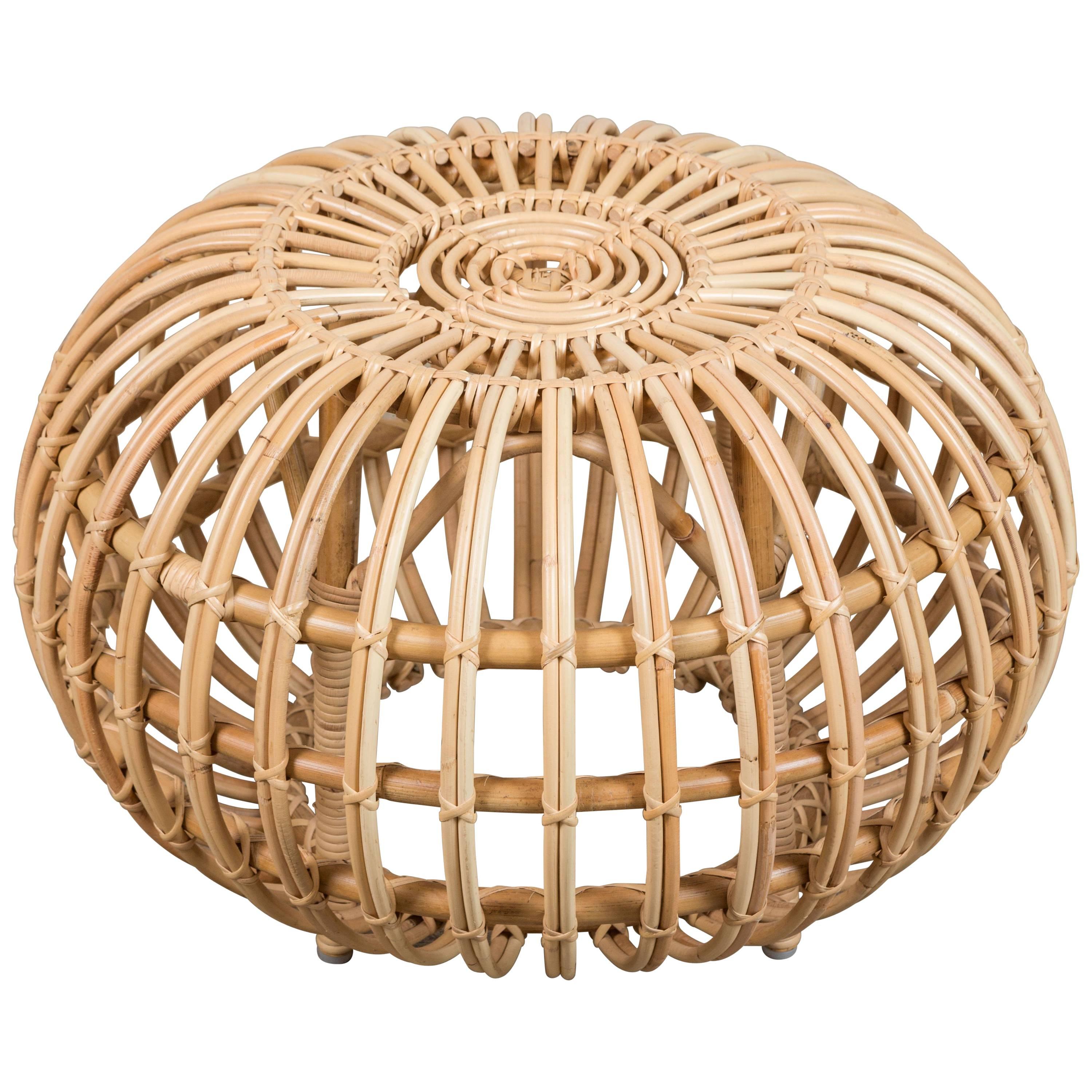 Large Rattan Ottoman by Franco Albini