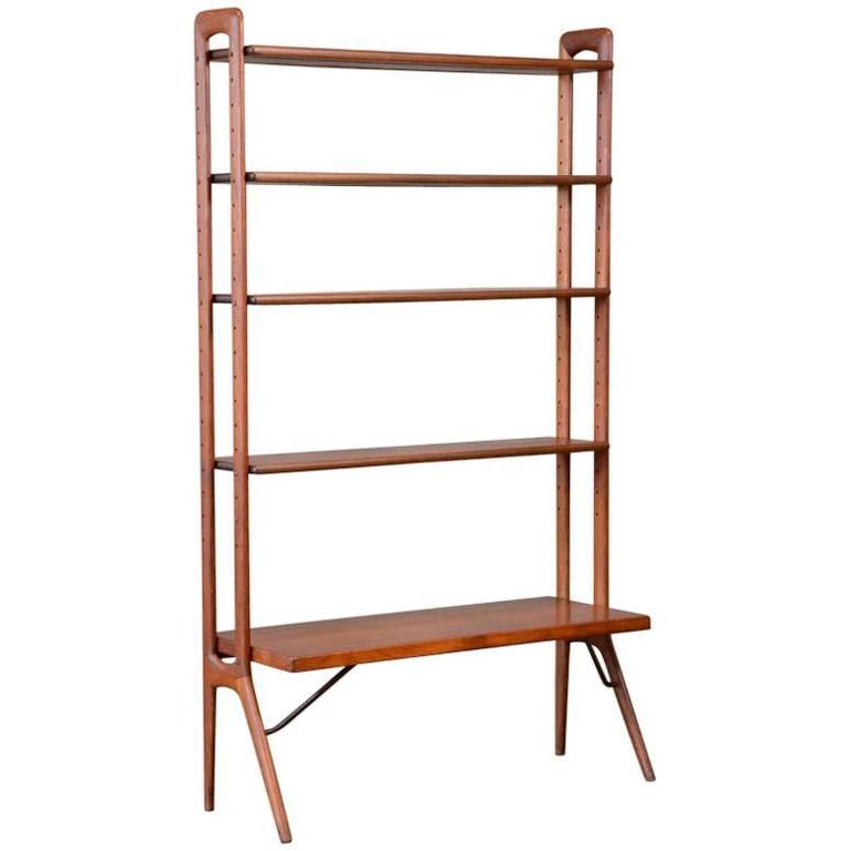 Freestanding Teak and Oak Shelf by Kurt Ostervig at 1stDibs