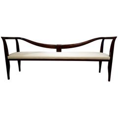 Italian 1939 Dark Brown Upholstered Long Bench or Settee by Emilio Lancia