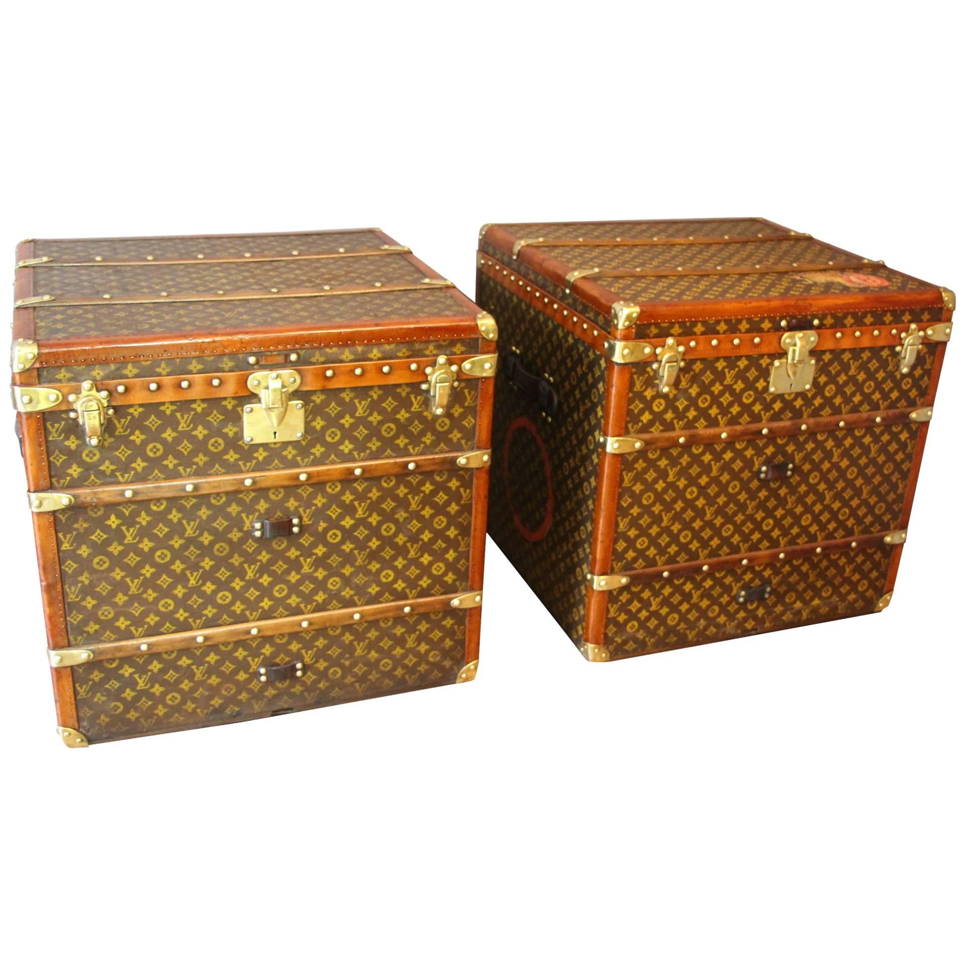 Pair of Louis Vuitton Monogramm Cube Steamer Trunks, Malles Louis Vuitton