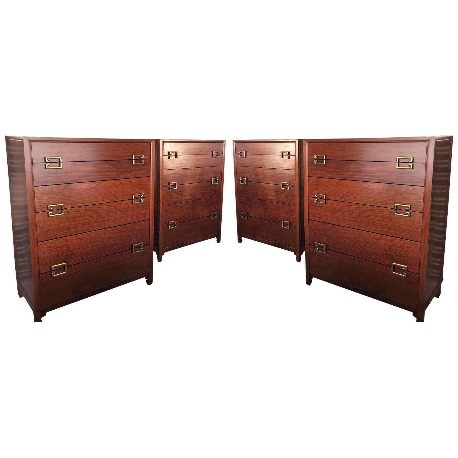 Set of Four Paul Frankl Style Rosewood Gentlemen's Chests For Sale