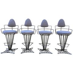 Set of Four Iron Swivel Stools 5