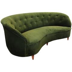 Beautiful Reupholstered Curved Italian Sofa, circa 1960 5