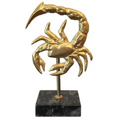 Paperweight Gilded Scorpio Sign on Marble Base