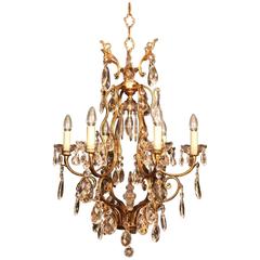 French Gilded Seven-Light Birdcage Antique Chandelier