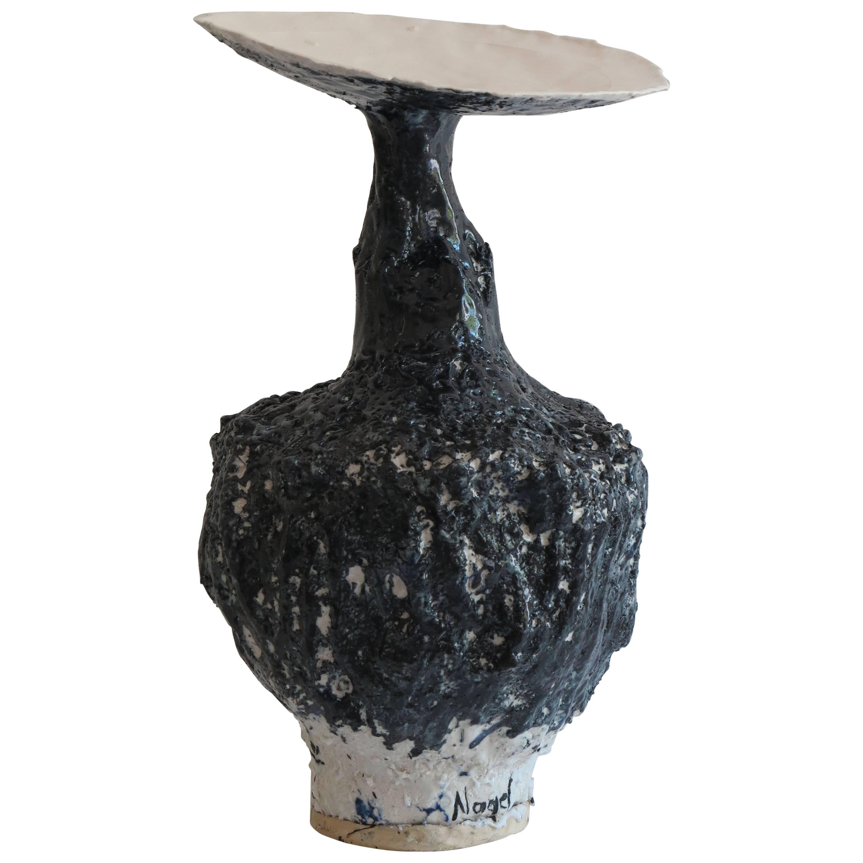 Contemporary Black Porcelain Vessel or Vase by Johannes Nagel, 2016 For Sale