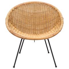 Scandinavian Modern Rattan Easy Chair