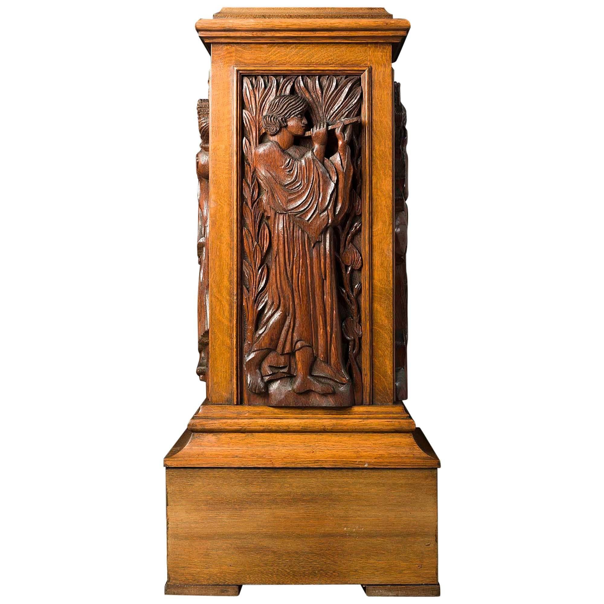 Arts & Crafts Oak Pedestal For Sale