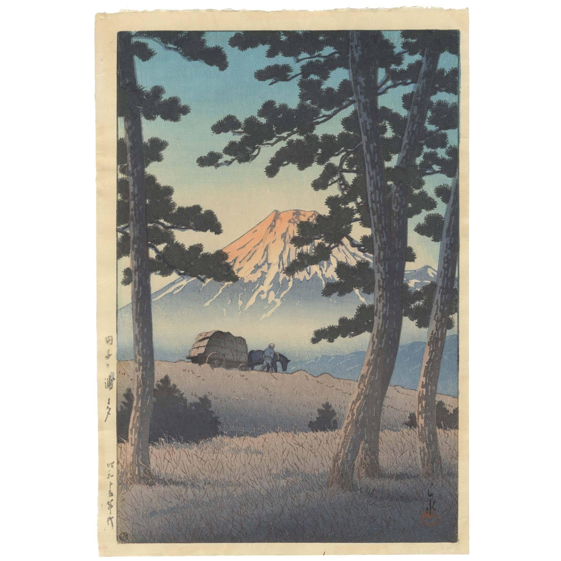 Kawase Hasui 20th Century Shin-Hanga Japanese Woodblock Print Ukiyo-E, Fuji