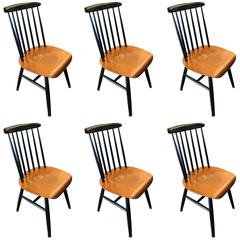 Beautiful Set of Six Fanett Ilmari Tapiovaara Chairs, circa 1950