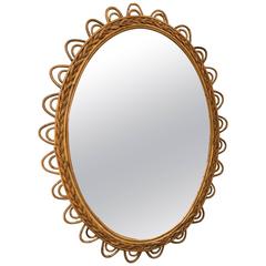 Beautiful Italian Wicker Mirror, circa 1960 8