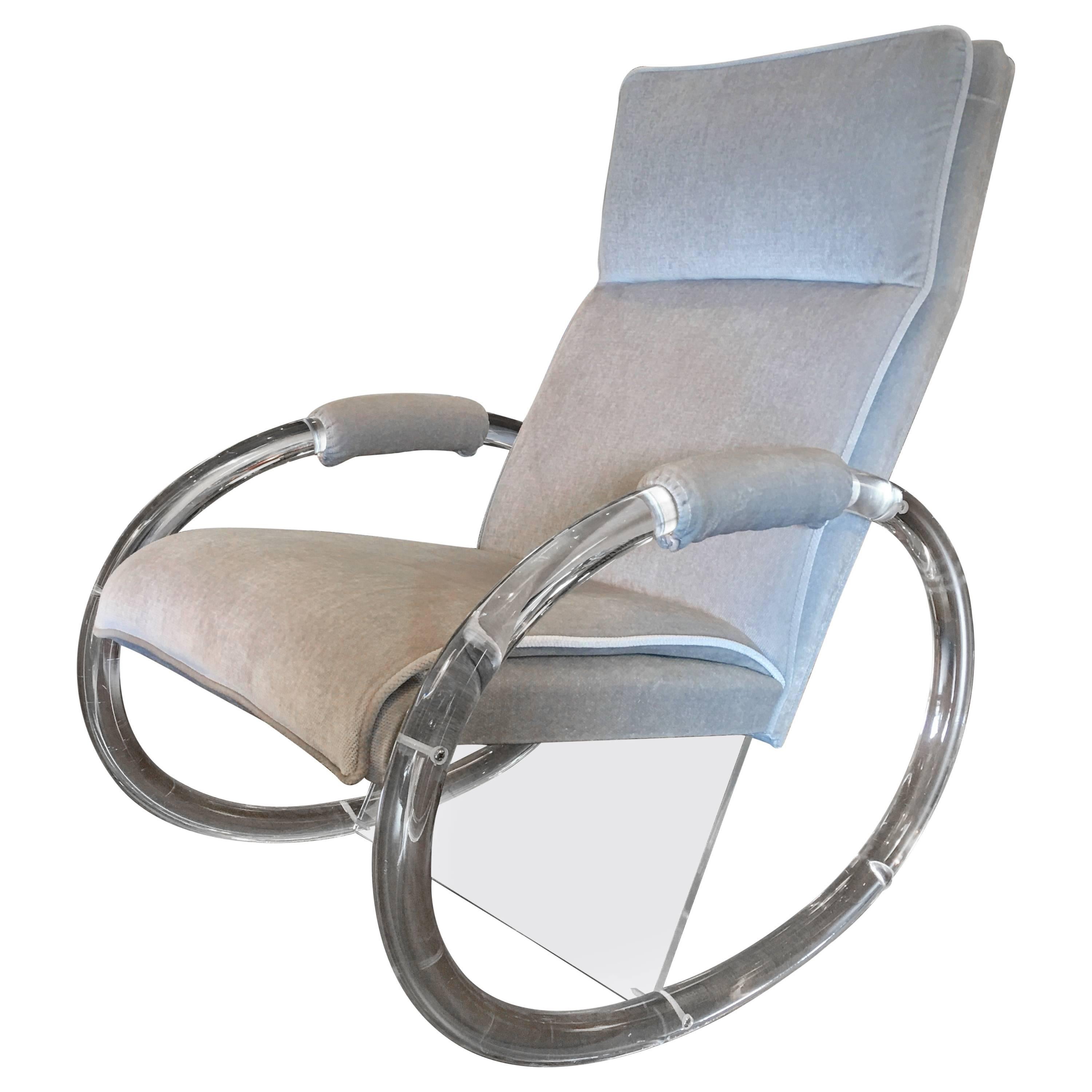 Charles Hollis Jones Lucite Rocking Chair For Sale