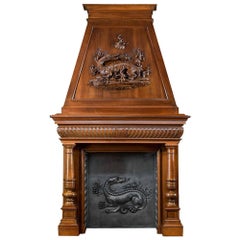 Imposing Walnut Trumeau French 19th Century Chimneypiece