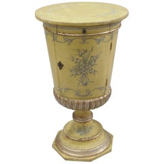 Antique Italian Venetian Parcel Silver Gilt Round Urn Pedestal Stand Side Cabinet Table
