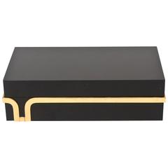Black Lucite and Brass Two-Part Modernist Box 9