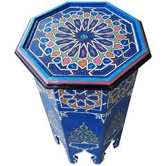 Blue Octagonal Hand-Painted Table, Marrakech