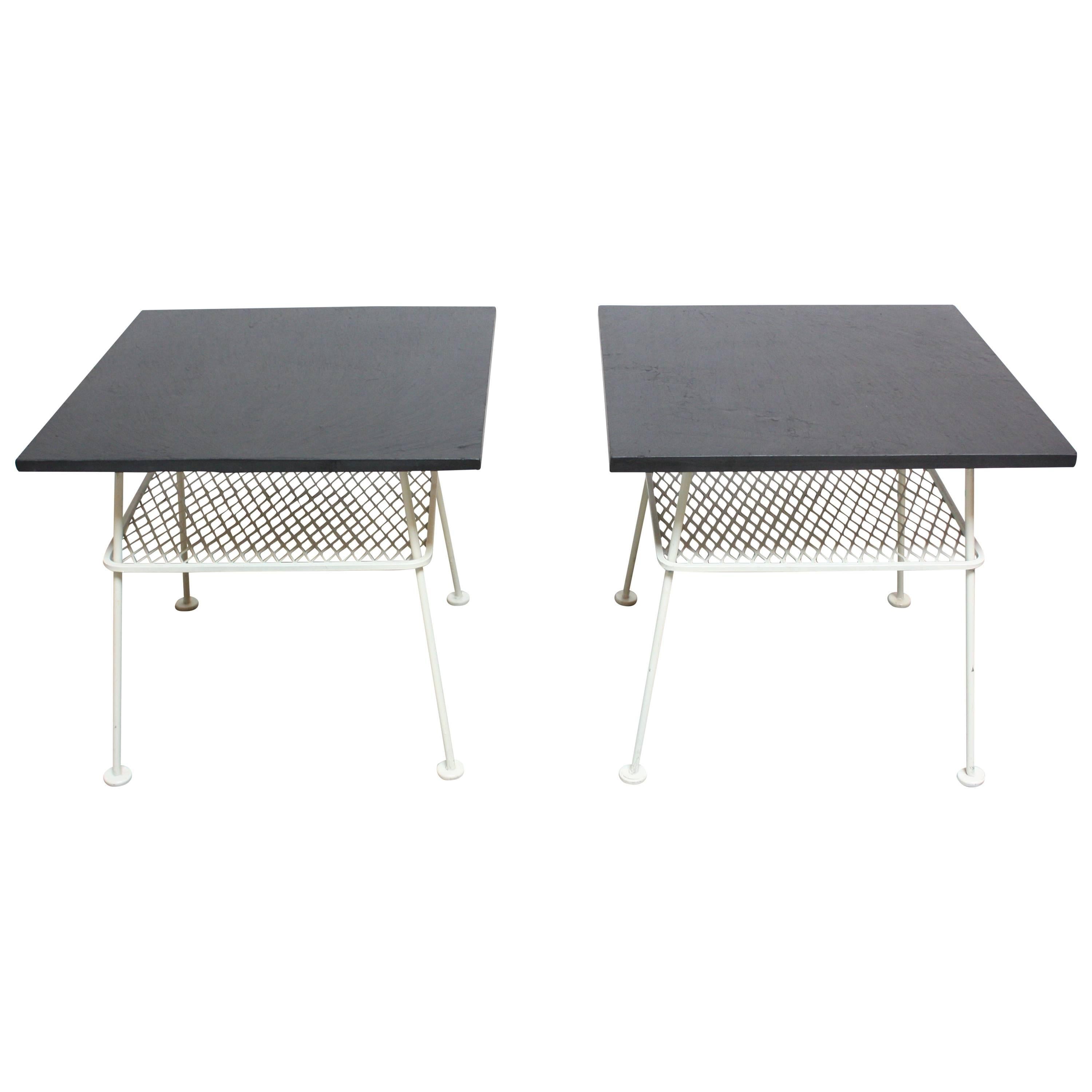 Pair of Slate and Iron Tables by Russell Woodard
