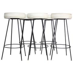 Set of Five Mid-Century Modern Swivel Bar Stools