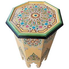 Beige Octagonal Hand-Painted Table, Marrakech