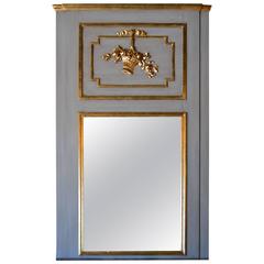 Louis XVI Style Large Painted with Gilt Accent Trumeau Mirror 8