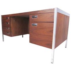Mid-Century Modern Chrome and Walnut Executive Desk 8