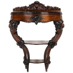 Antique Highly Carved French Rosewood Napoleon III Console, 19th Century