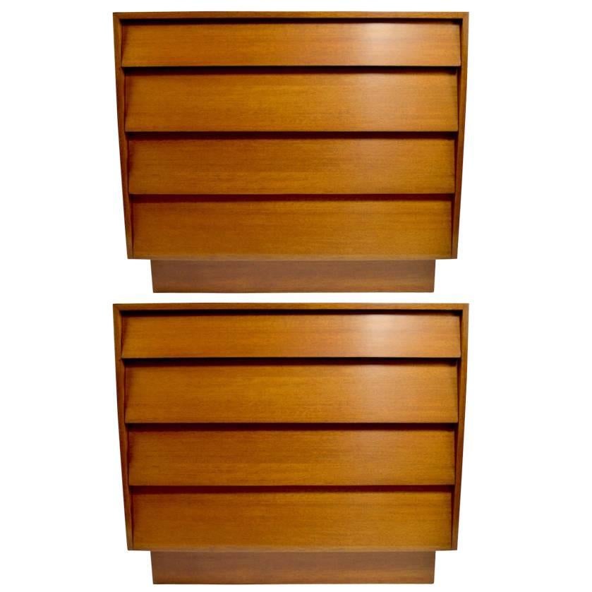 Pair of Bachelors Chests with Louvered Drawers after Florence Knoll
