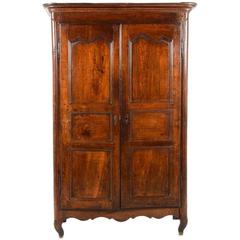 Antique French Country Oak Two-Door Armoire, 19th Century