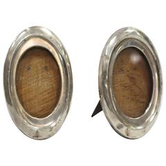 Pair of Small Sterling Silver Oval Picture Frames B'ham, 1918
