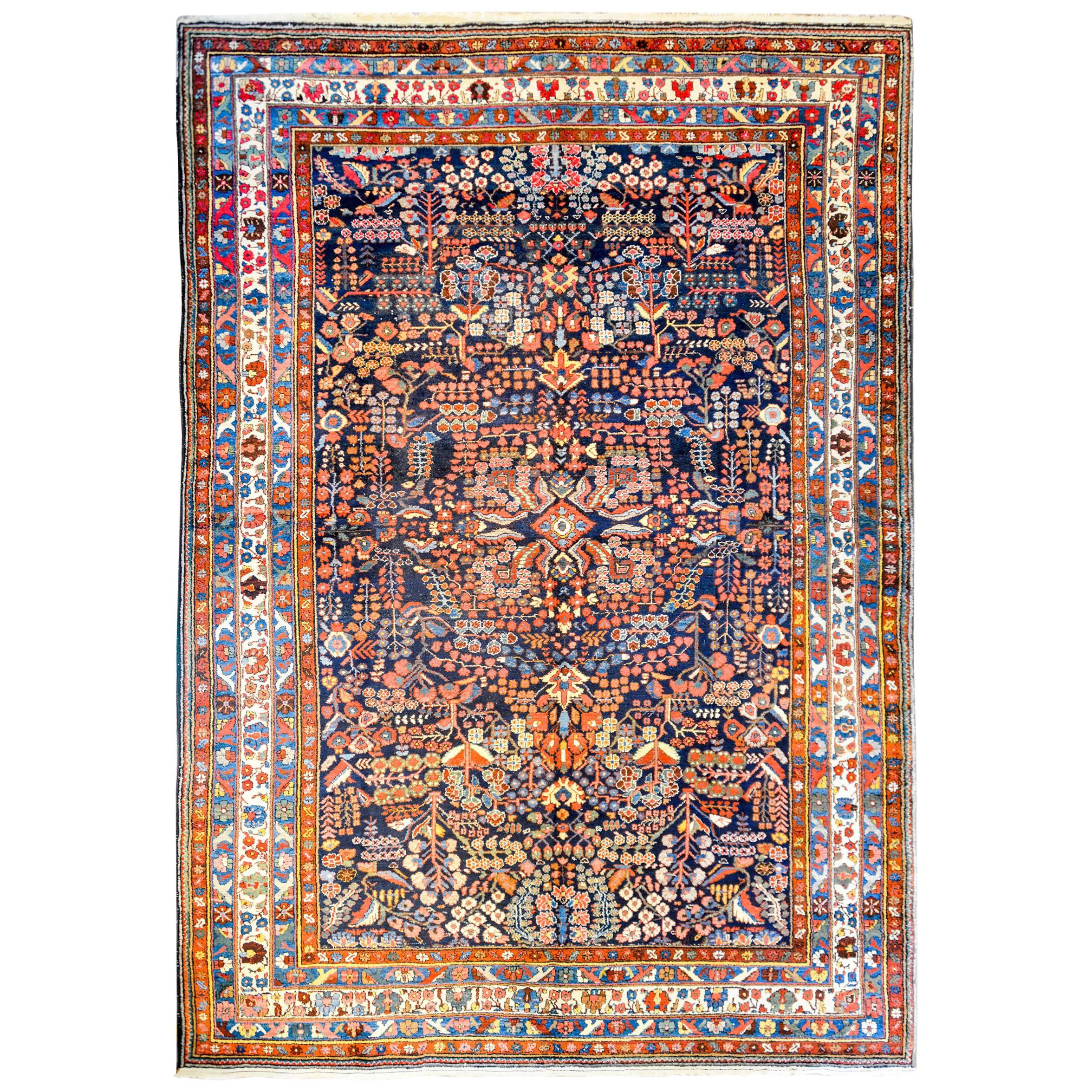 Fantástica alfombra Bibikabad de principios del siglo XX