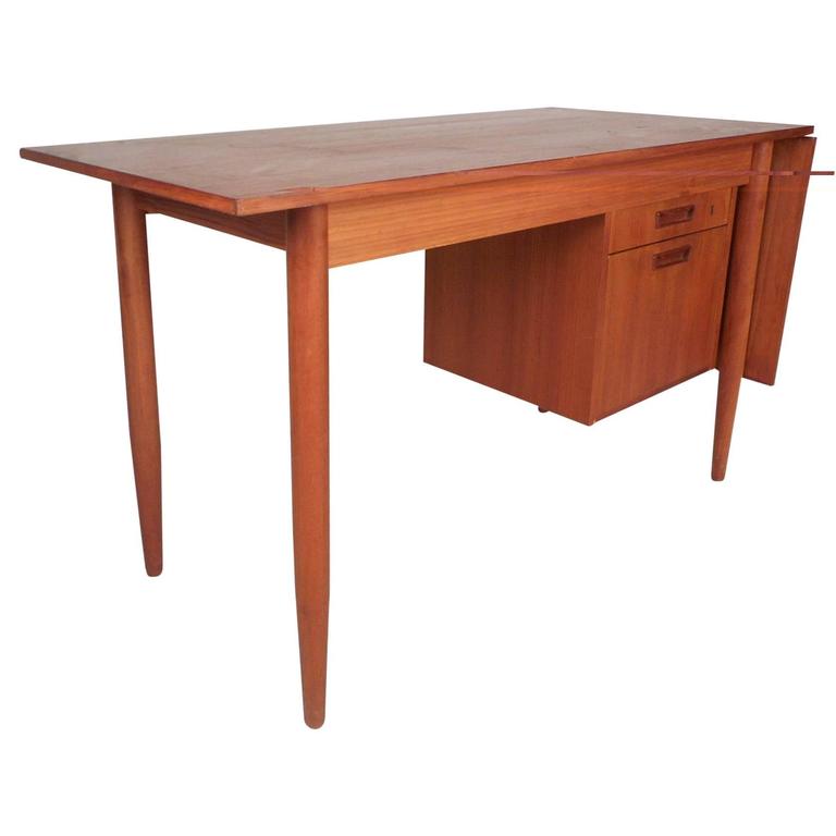 Mid Century Modern Arne Vodder Style Slide Top Danish Teak Desk For Mid Century Modern Arne Vodder Style Slide Top Danish Teak Desk For