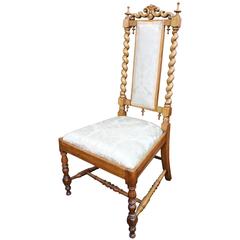 Vintage Elegant Satinwood Upholstered Barley Twist Nursing Chair