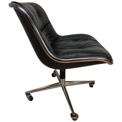 Charles Pollock Executive Side Chair in Black Leather
