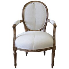 Set of 2 19th Century Louis XVI Style French Ribbon Carved Chair