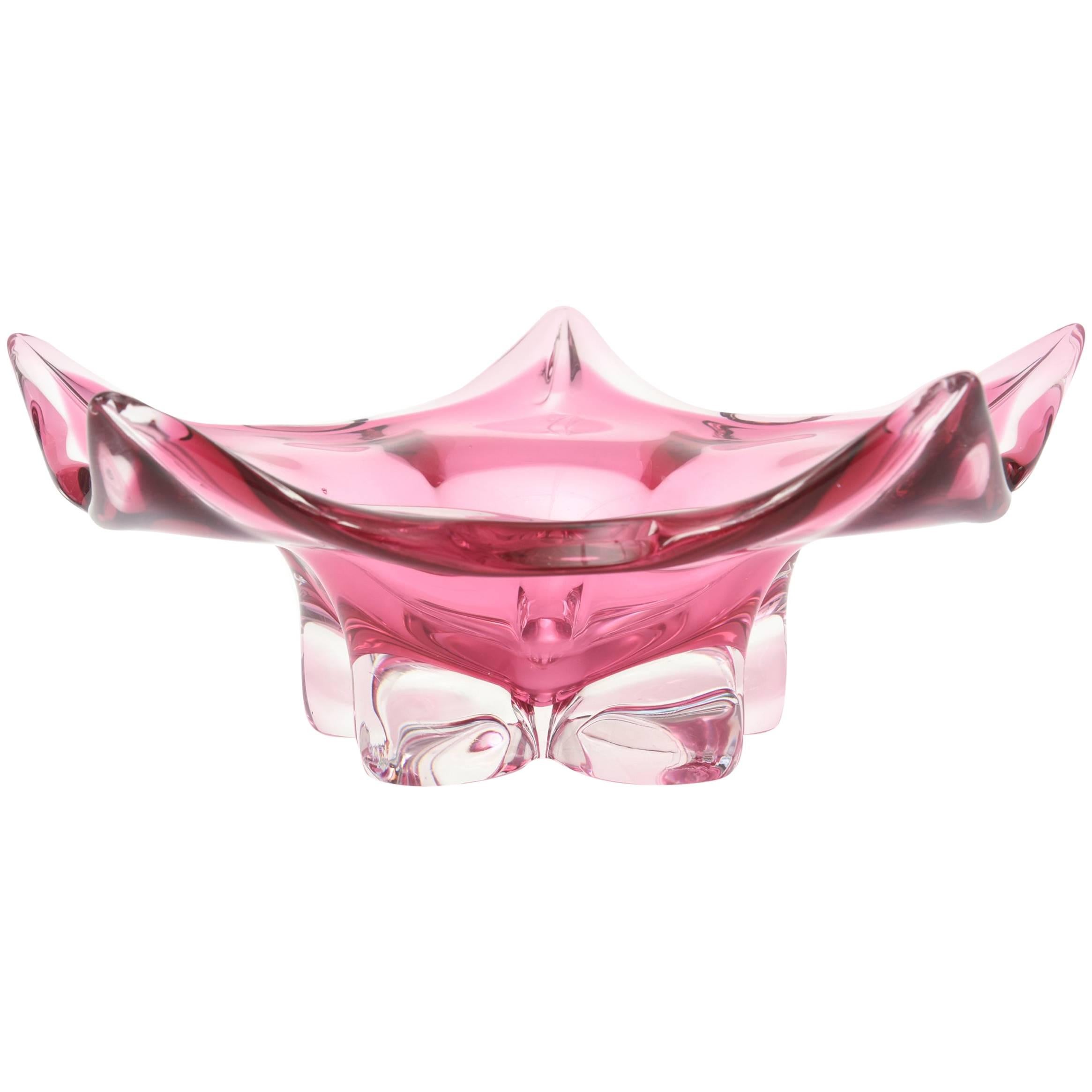 Italian Murano Seguso 5 Star Sommerso Pedestal Bowl