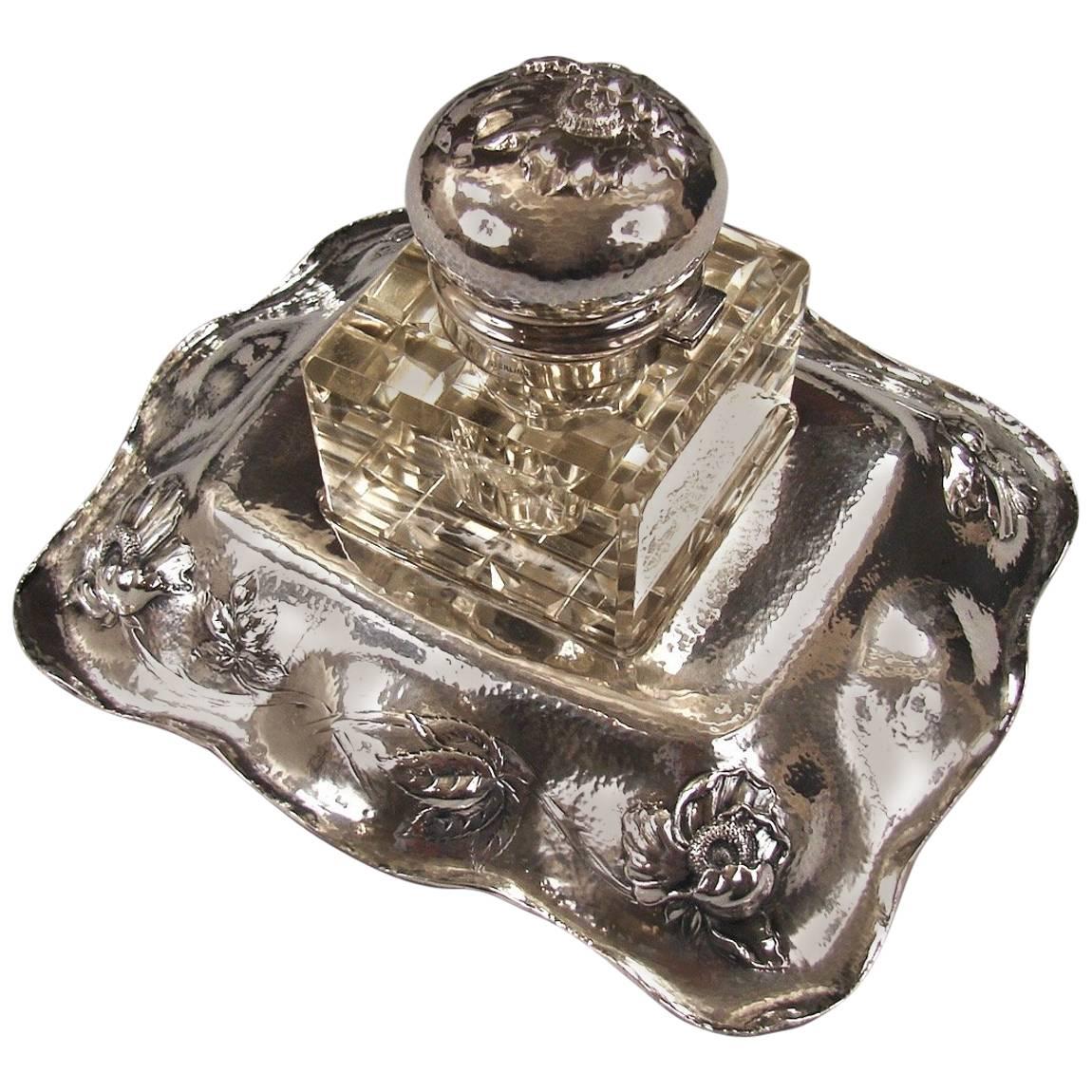 American Art Nouveau Sterling Silver Inkstand by Barbour Silver Company