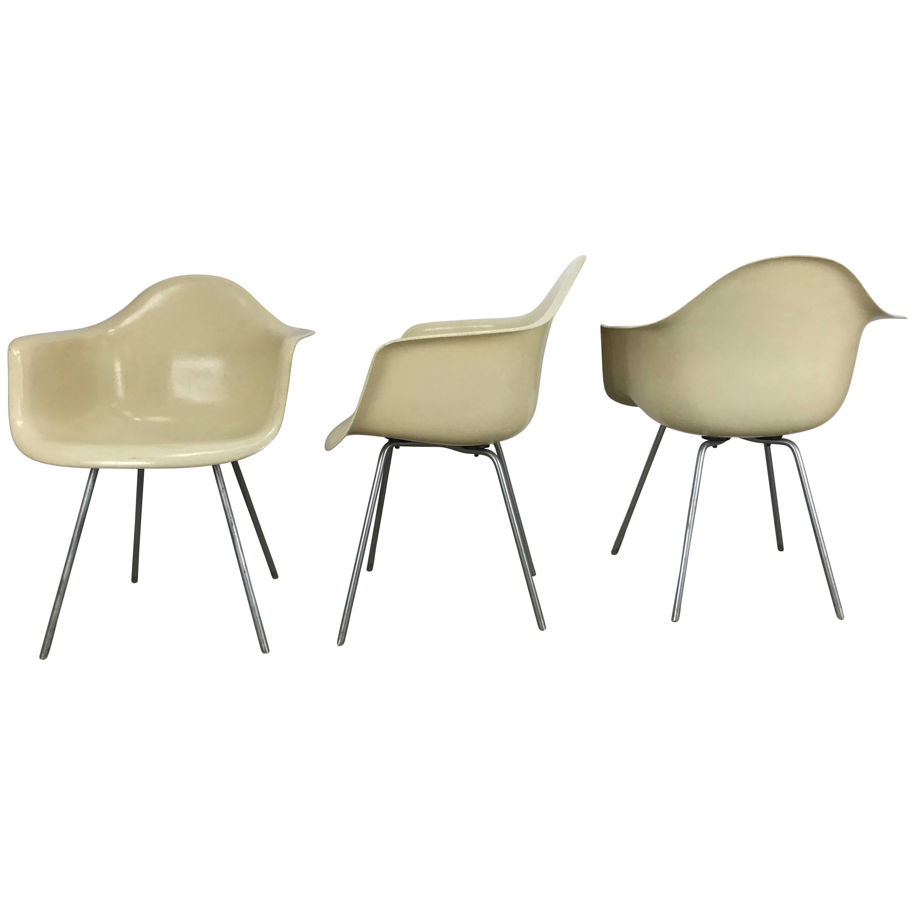 Classic Modernist Charles and Ray Eames Arm Shell Chairs, D A X