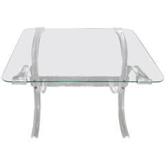 Art Deco Hollywood Regency Lucite and Glass Side Table