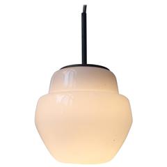 Art Deco Opaline Glass and Brass Pendant Lamp by Lyfa, Denmark, 1930s