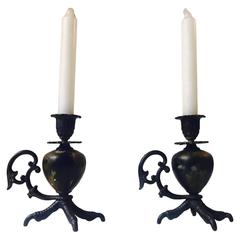 Pair of Antique Talon, Rooster Claw Chamber Candlesticks, Early 20th Century 1