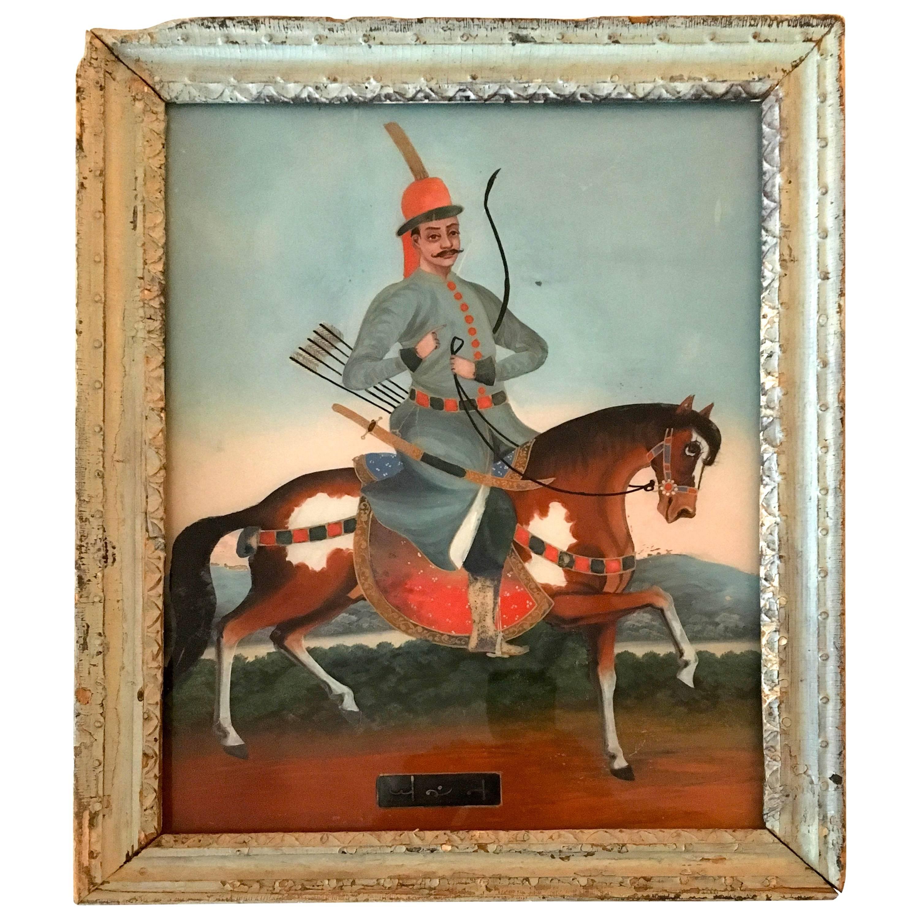 peinture indienne inversée du 19ème siècle sur verre